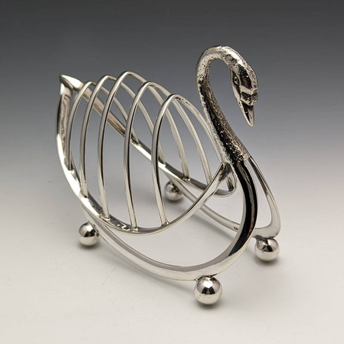 British Vintage Silver Plated Swan Toast Rack